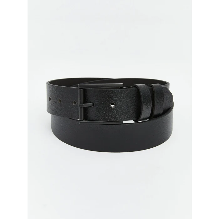 LCW ACCESSORIES Siyah Deri Görünümlü Erkek Kemer