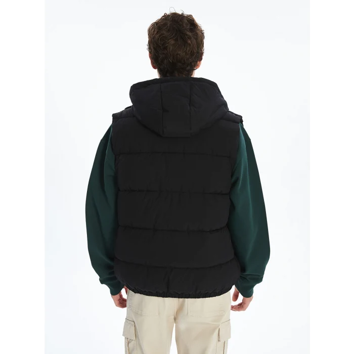 XSIDE Siyah Standart Kalıp Kapüşonlu Erkek Şişme Yelek