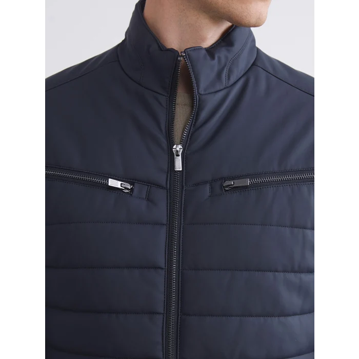 LCW Vision Lacivert Slim Fit Dik Yaka Erkek Deri Görünümlü Mont