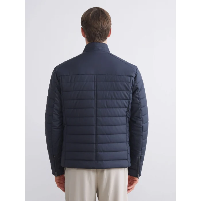 LCW Vision Lacivert Slim Fit Dik Yaka Erkek Deri Görünümlü Mont