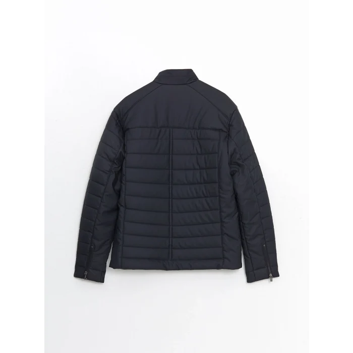 LCW Vision Lacivert Slim Fit Dik Yaka Erkek Deri Görünümlü Mont