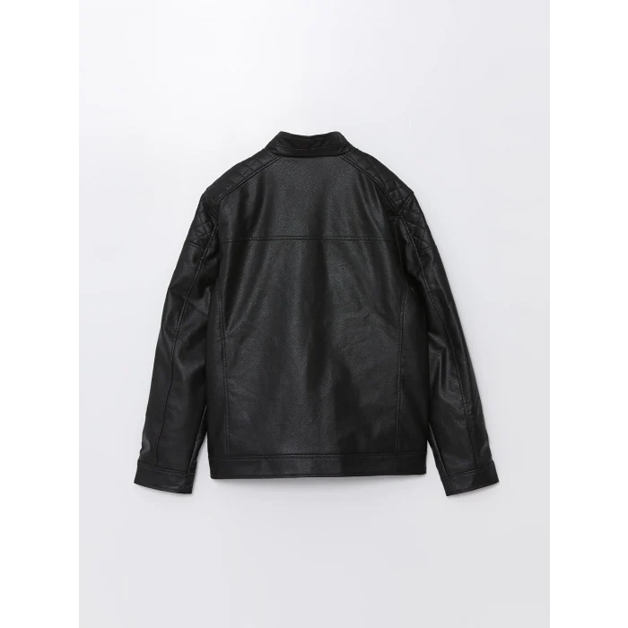 LCWAIKIKI Classic Siyah Standart Kalıp Erkek Deri Görünümlü Ceket