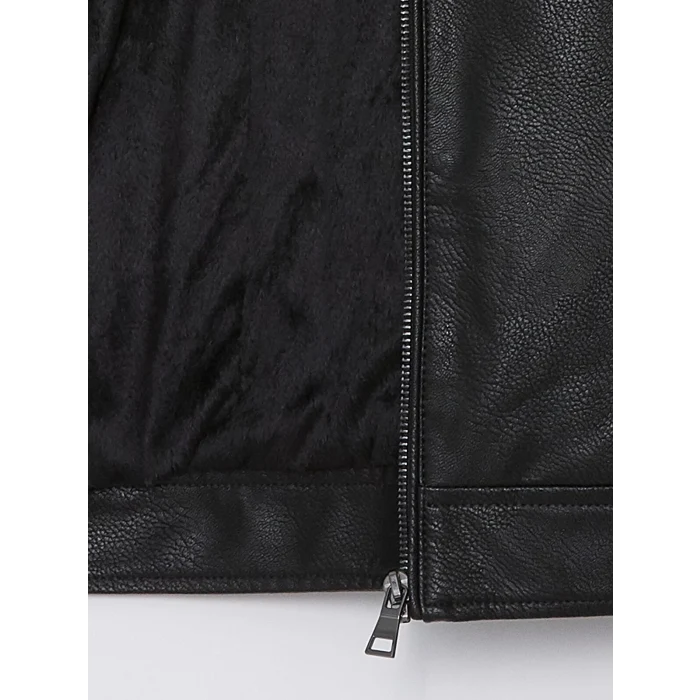 LCWAIKIKI Classic Siyah Standart Kalıp Erkek Deri Görünümlü Ceket