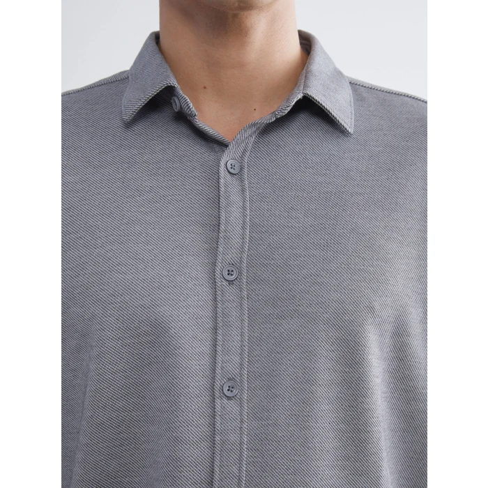 LCW Vision Gri Slim Fit Uzun Kollu Erkek Gömlek