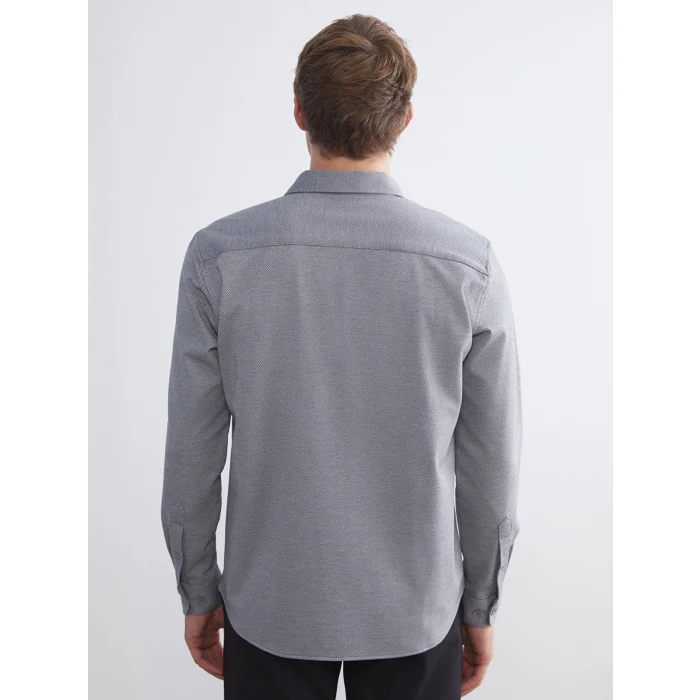 LCW Vision Gri Slim Fit Uzun Kollu Erkek Gömlek