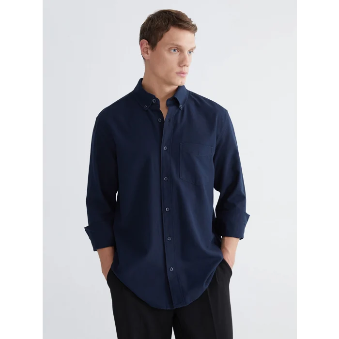 LCW Vision Lacivert Regular Fit Uzun Kollu Erkek Gömlek