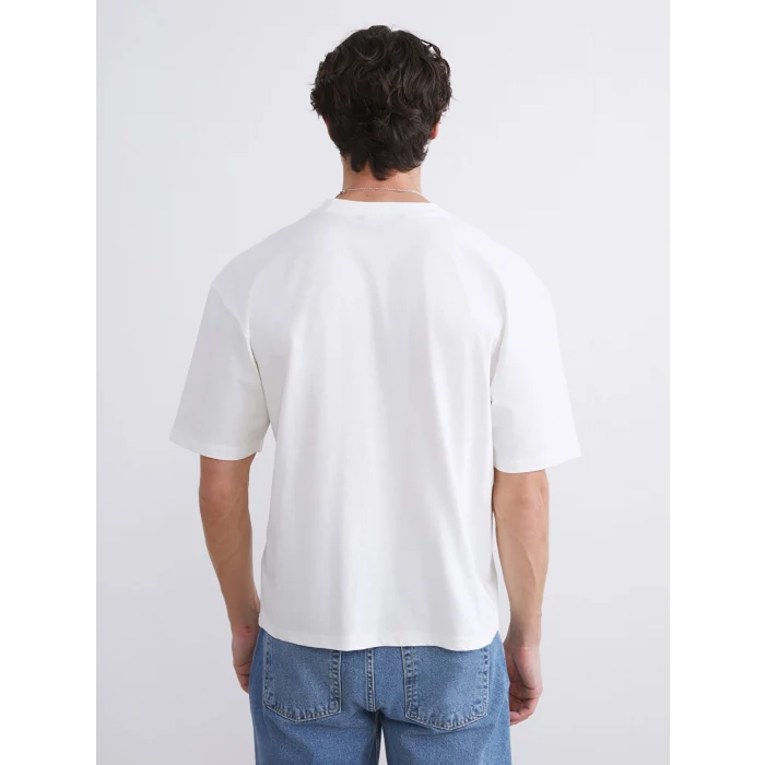 XSIDE Ekru Bisiklet Yaka Baskılı Penye Erkek Tişört