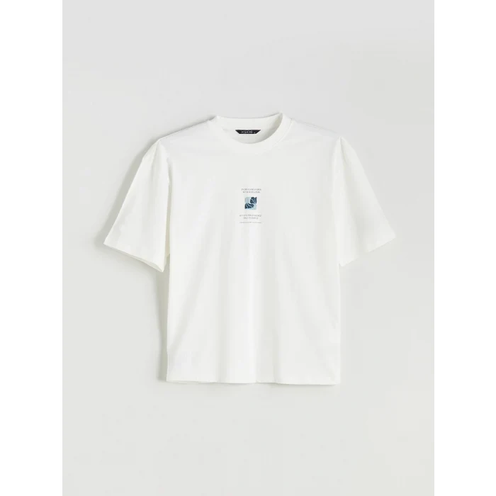 XSIDE Ekru Bisiklet Yaka Baskılı Penye Erkek Tişört