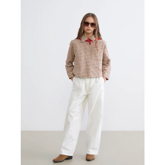 LCW Kids Kahverengi Ekose Kız Çocuk Gömlek