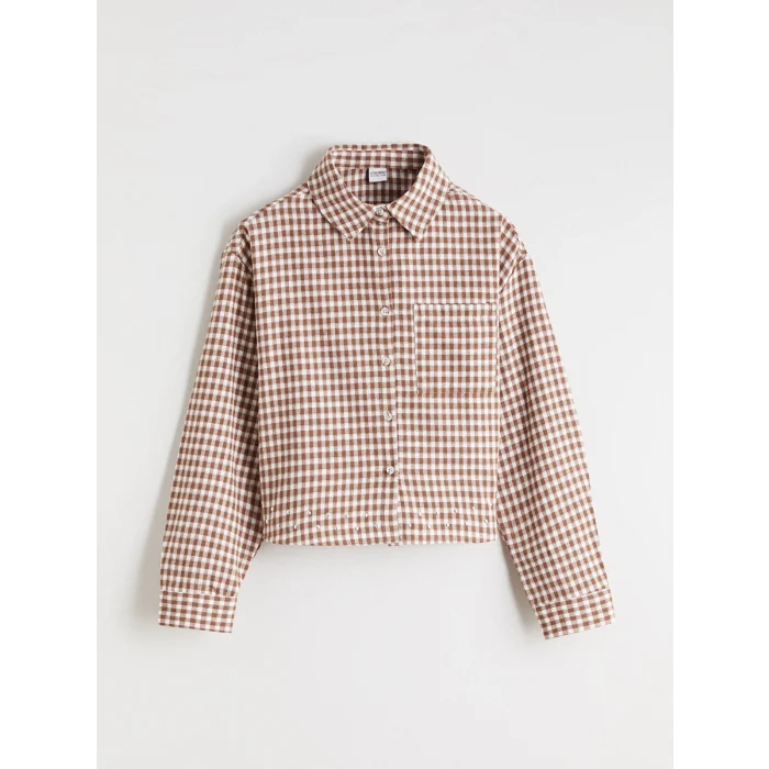 LCW Kids Kahverengi Ekose Kız Çocuk Gömlek