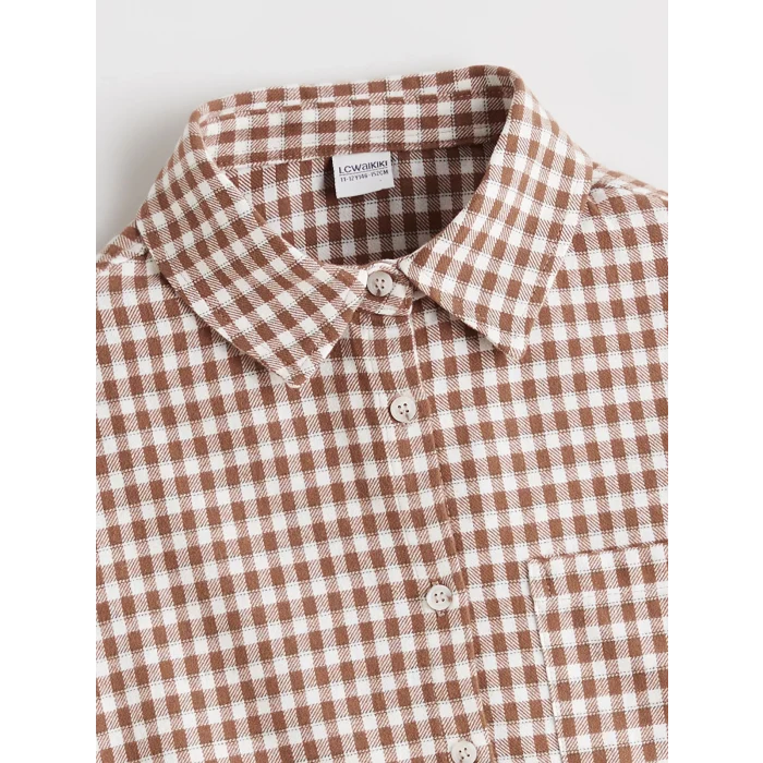 LCW Kids Kahverengi Ekose Kız Çocuk Gömlek