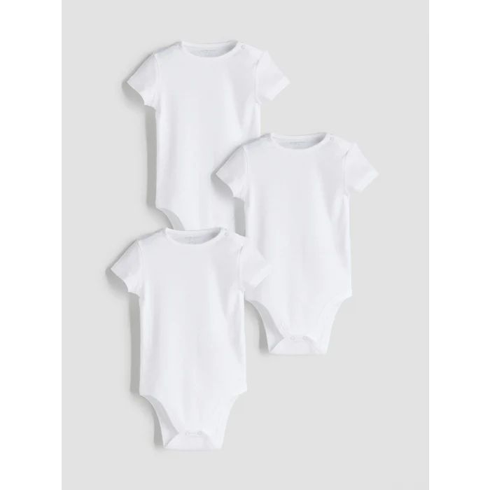LCW baby Ekru Basic Kız Bebek Çıtçıtlı Body 3lü