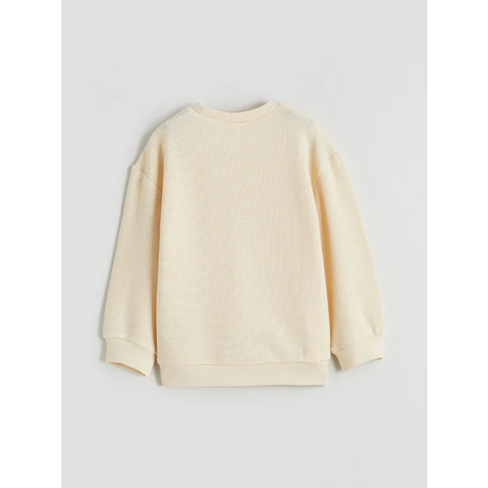 LCW baby Bej Bisiklet Yaka Erkek Bebek Sweatshirt ve Eşofman Altı