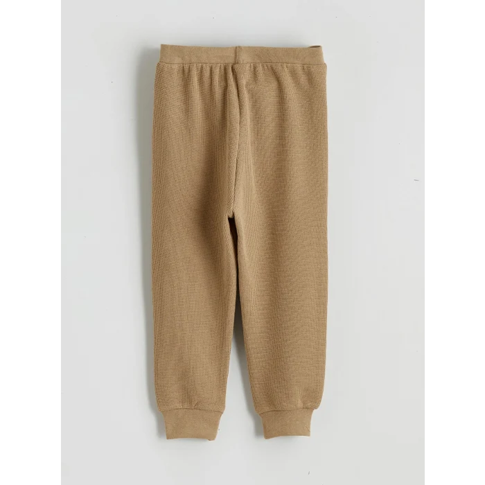 LCW baby Bej Bisiklet Yaka Erkek Bebek Sweatshirt ve Eşofman Altı