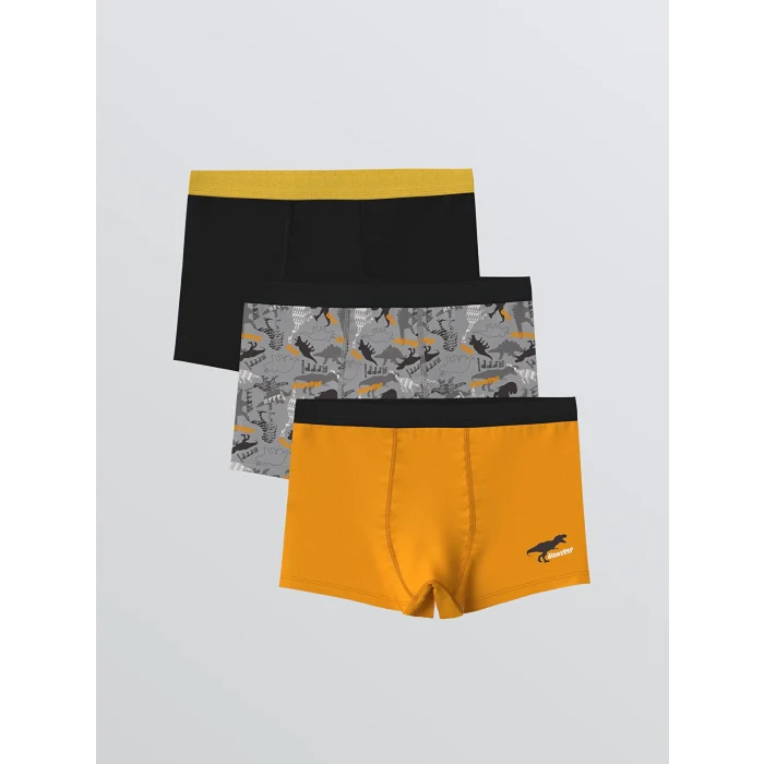 LCW Kids Gri Baskılı Erkek Çocuk Boxer 3lü
