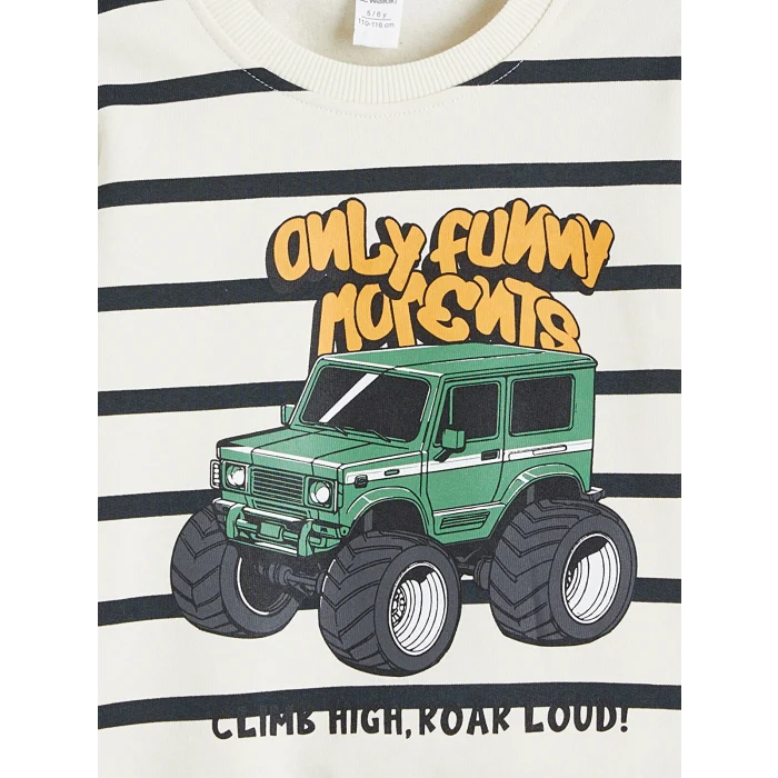 LCW Kids Bej Baskılı Erkek Çocuk Sweatshirt ve Pantolon Takım 2li