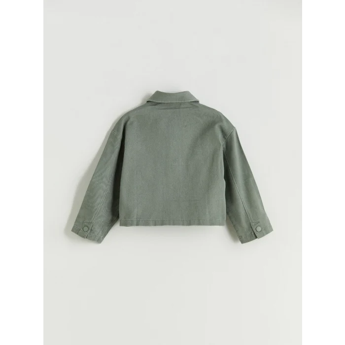 LCW Kids Haki Gömlek Yaka Kız Çocuk Ceket