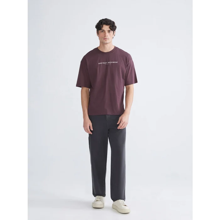 XSIDE Mürdüm Bisiklet Yaka Baskılı Penye Erkek Tişört