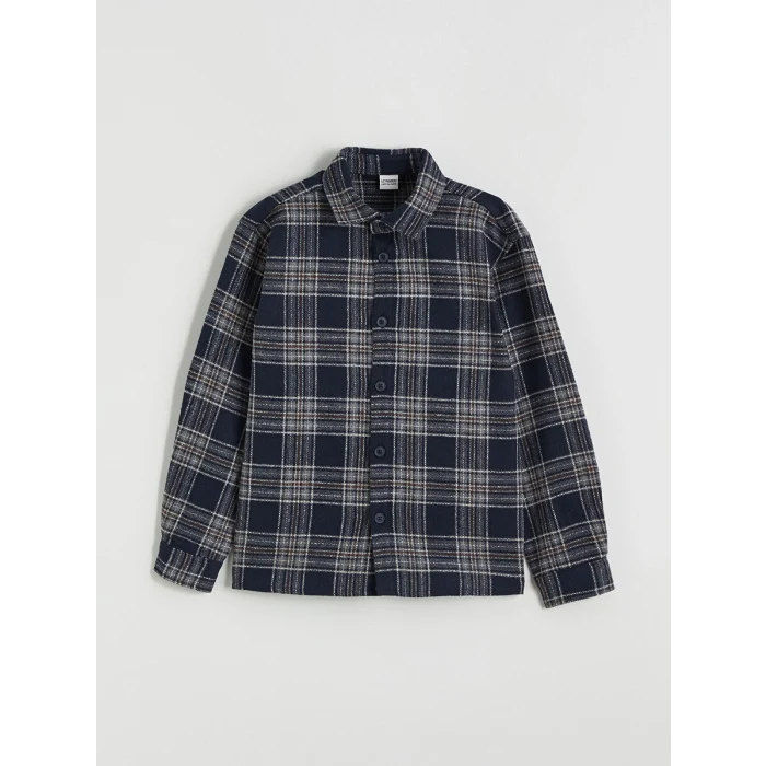 LCW Kids Lacivert Ekose Erkek Çocuk Gömlek Ceket