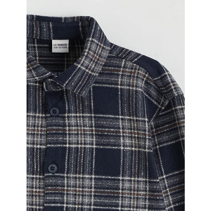 LCW Kids Lacivert Ekose Erkek Çocuk Gömlek Ceket