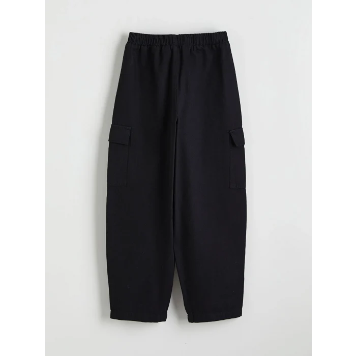 LCW Kids Siyah Beli Lastikli Kız Çocuk Kargo Pantolon