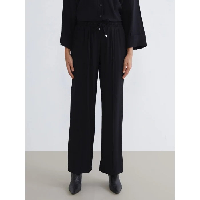 LCW Vision Siyah Beli Lastikli Geniş Paça Kadın Pantolon