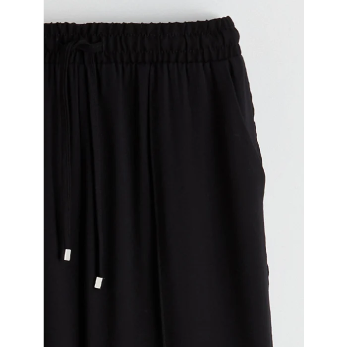 LCW Vision Siyah Beli Lastikli Geniş Paça Kadın Pantolon