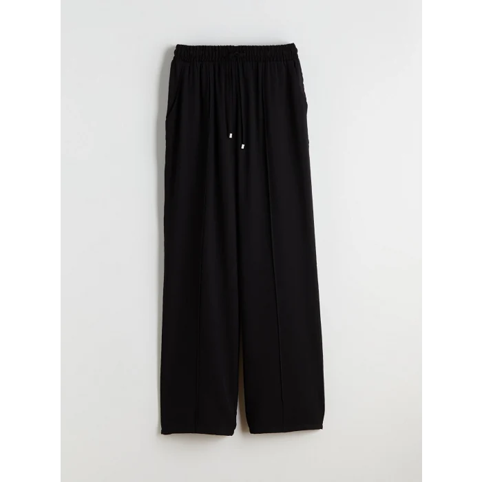 LCW Vision Siyah Beli Lastikli Geniş Paça Kadın Pantolon