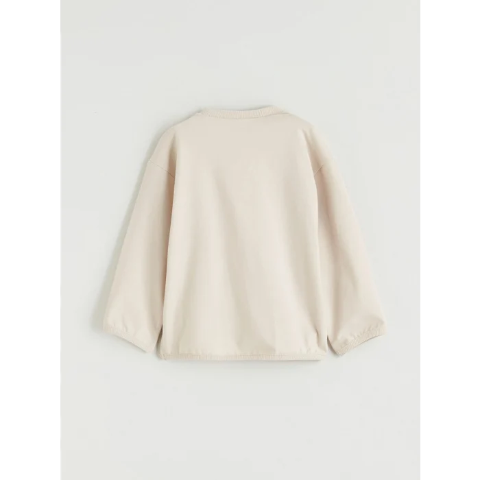 LCW baby Bej Yazı Baskılı Erkek Bebek Sweatshirt ve Eşofman Altı