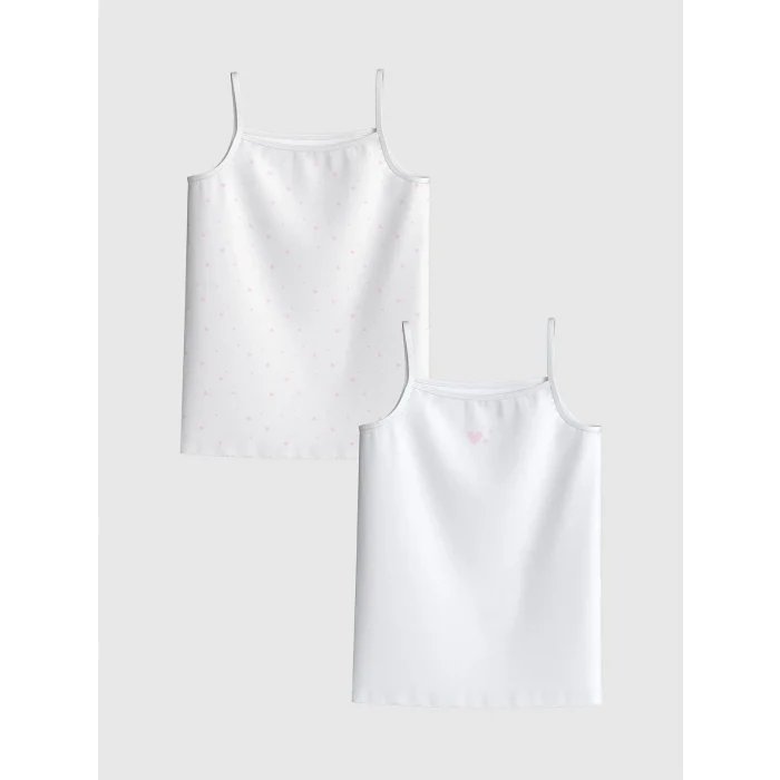 LCW Kids Ekru Baskılı Kız Çocuk Atlet 2li