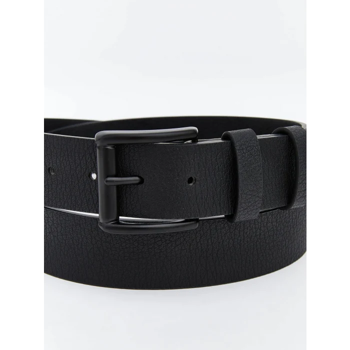LCW ACCESSORIES Siyah Deri Görünümlü Erkek Kemer