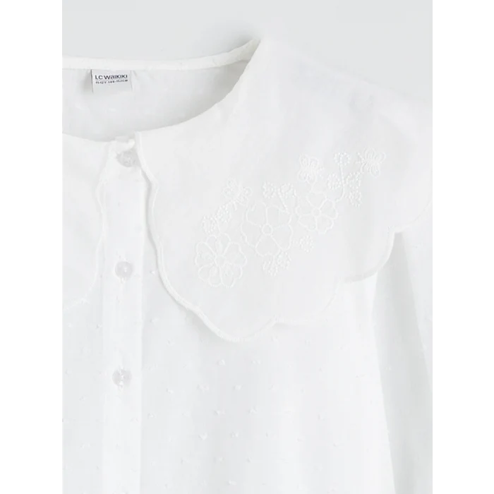 LCW Kids Ekru Bebe Yaka Kız Çocuk Gömlek