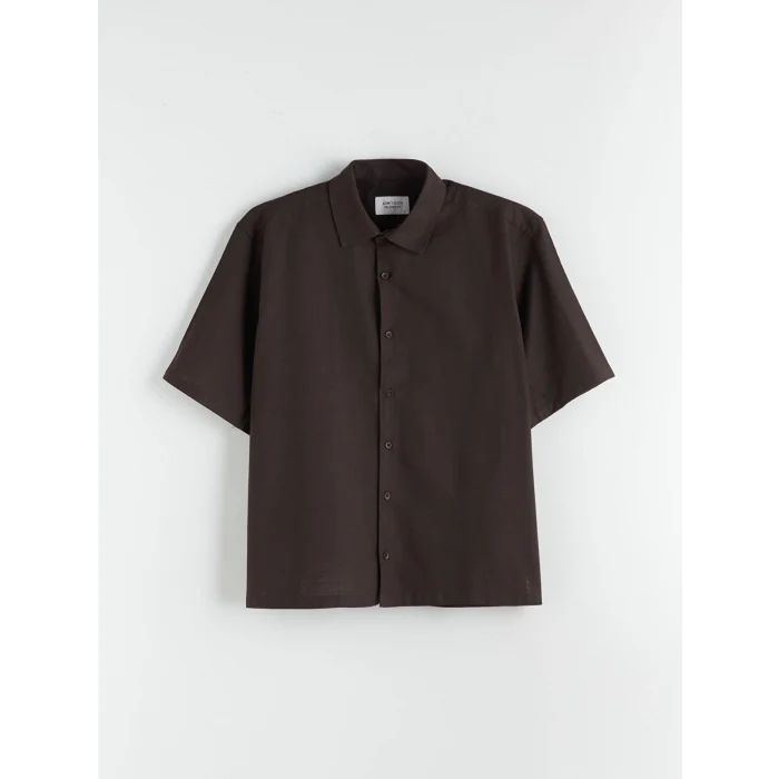 LCW Vision Kahverengi Rahat Kalıp Kısa Kollu Erkek Gömlek