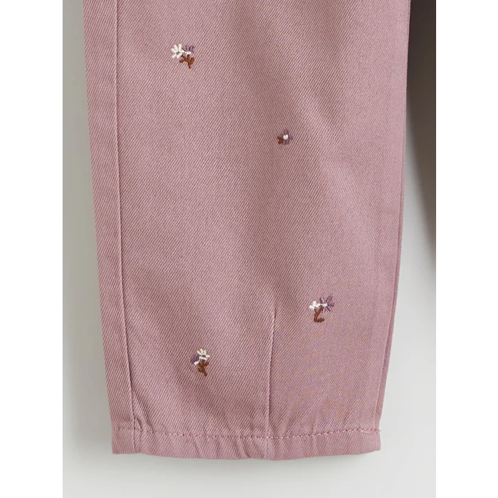 LCW Kids Lila Beli Lastikli Çiçekli Kız Çocuk Pantolon