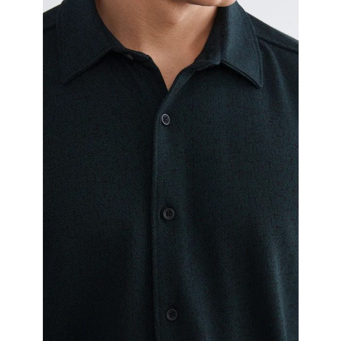 LCW Vision Yeşil Regular Fit Uzun Kollu Armürlü Erkek Gömlek