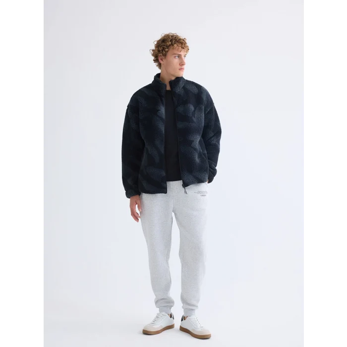 XSIDE ACTIVE Siyah Dik Yaka Pelüş Erkek Fermuarlı Sweatshirt