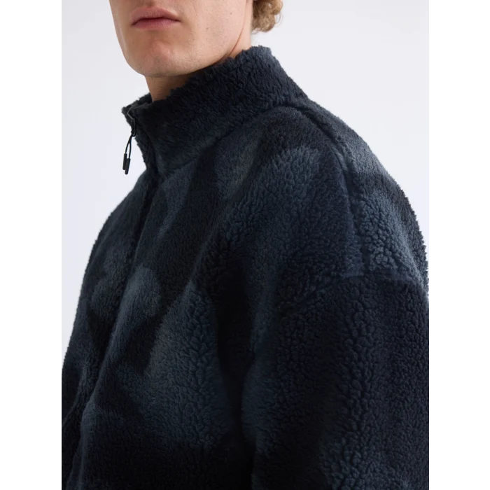 XSIDE ACTIVE Siyah Dik Yaka Pelüş Erkek Fermuarlı Sweatshirt