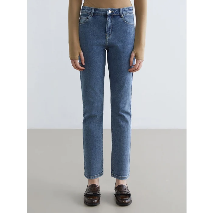 LCWAIKIKI Classic İndigo Yüksek Bel Slim Fit Kadın Jean Pantolon