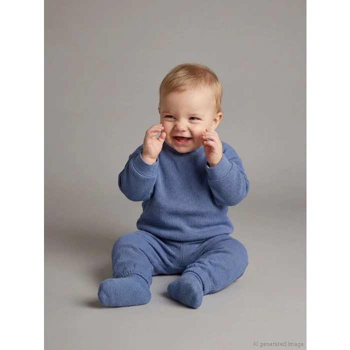 LCW baby Mavi Basic Erkek Bebek Sweatshirt ve Eşofman Altı