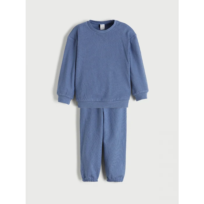 LCW baby Mavi Basic Erkek Bebek Sweatshirt ve Eşofman Altı