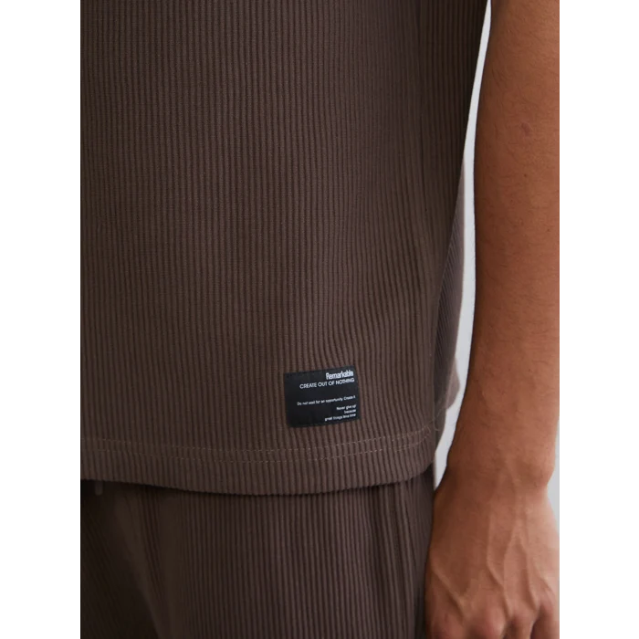 XSIDE Kahverengi Bisiklet Yaka Erkek Tişört