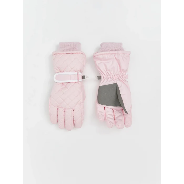 LCW Kids Pembe Desenli Kız Çocuk Kar Eldiveni