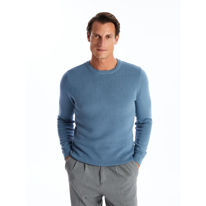 LCWAIKIKI Classic Mavi Bisiklet Yaka Erkek Triko Kazak