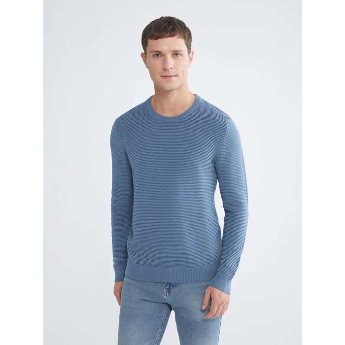 LCWAIKIKI Classic Mavi Bisiklet Yaka Erkek Triko Kazak