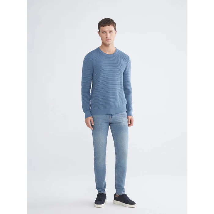 LCWAIKIKI Classic Mavi Bisiklet Yaka Erkek Triko Kazak