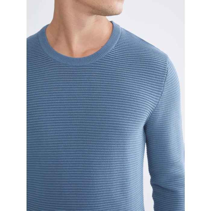 LCWAIKIKI Classic Mavi Bisiklet Yaka Erkek Triko Kazak