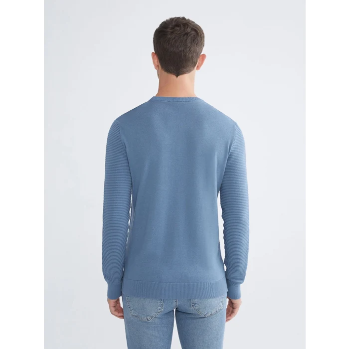 LCWAIKIKI Classic Mavi Bisiklet Yaka Erkek Triko Kazak