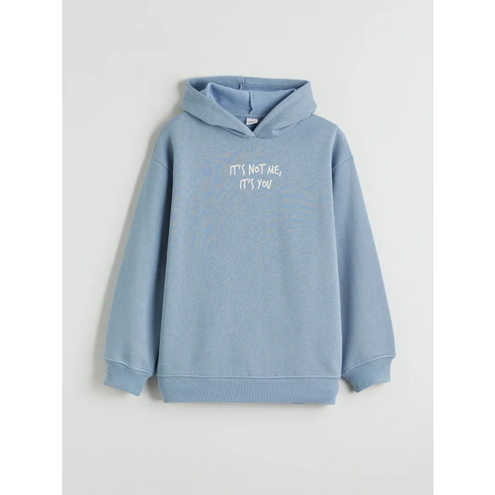 LCW Kids Mavi Baskılı Kız Çocuk Kalın Sweatshirt