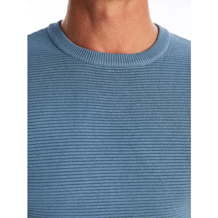 LCWAIKIKI Classic Mavi Bisiklet Yaka Erkek Triko Kazak