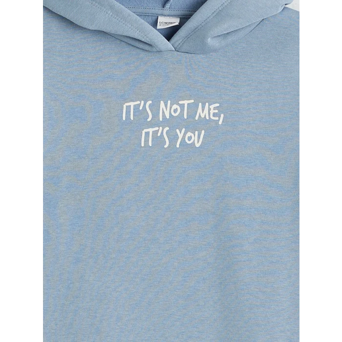 LCW Kids Mavi Baskılı Kız Çocuk Kalın Sweatshirt